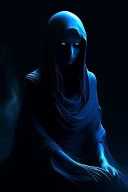 female blue ghost, dark style