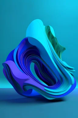 3d abstract space streamlined shape in blue green violet colors