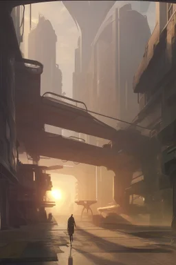cyberpunk saggy granny woman, abandoned sci-fi town, future, sci-fi
