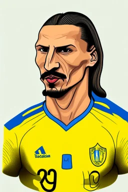 Zlatan Ibrahimovic Swedish football player cartoon 2d