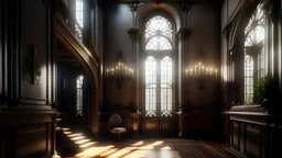 Luxurious Victorian mansion indoors, in the main wall there it a rectangular frame for a painting, cinematic lighting, octane rendering, 8k, ultra high definition, unreal engine, hyperrealism.