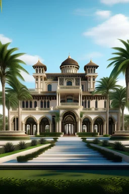 Un palacio estilo van vogh con palmeras