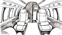 inside private jet, drawn with crayons