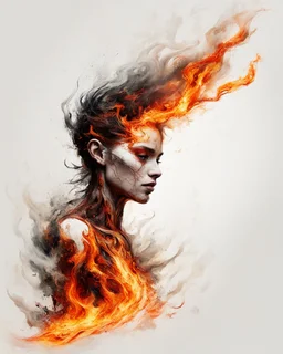 art, abstract, human, burning edges, (intense and emotional visual experience:1.5), (captivating and fiery ambiance:1.3), (dramatic and captivating essence:1.2), (fiery details:1.3), white background