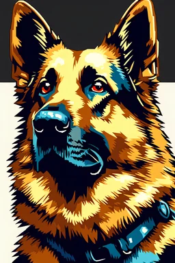 Masterpiece 8 BIT pixel art, German Shepard dog, pixel art style, ultra detailed character, simple background, Professional Quality pixel art, full body shot, duotone vibrant colors.