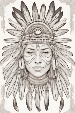 outline art for Indian coloring pages with feathers, tee pees, white background, sketch style, full body, only use outline, Mandala style, clean line art, white background, no shades and clear and well