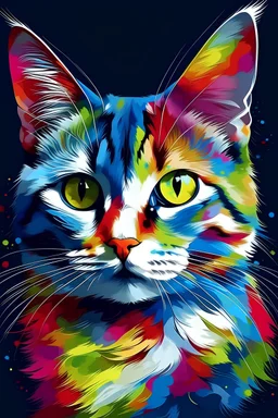 Portrait of a cat madeup of colourfull fishes