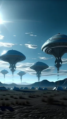 base of aliens in the clean sunny sky