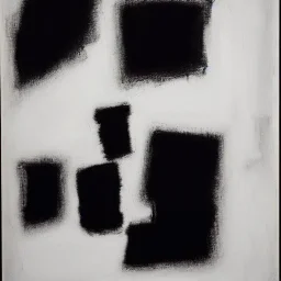 abstract artwork of black and white rectangles, oil on canvas, black and white, smudged charcoal, in the style of mark rothko