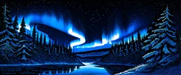 hand drawn northern lights. black and white sketch
