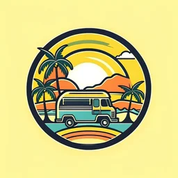 dynamic Logo for placing it on a camper Van, beach, palms, sun,