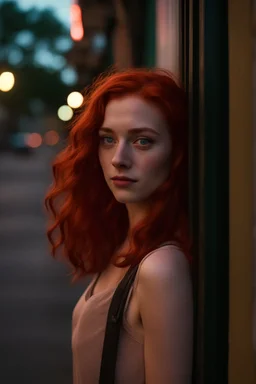 Cinematic, realistic, close-up, cinematic documentary of a 22-year-old woman with vibrant red hair and eyes the hue of twilight, embracing the lively spirit of New Orleans, Louisiana, the city’s music and history resonating with her adventurous heart, shot with a Canon EOS R, --v 6 --ar 9:16 --stylize 750