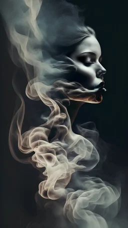 Woman shape in art with smoke