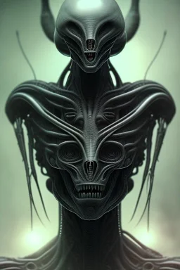 alien, head, dark, evil, weapons, blood, 8k, finely detailed, photo realistic, HR Giger style