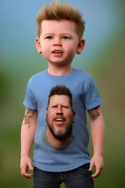 James hetfield toddler, full body, bokeh,hyper realistic