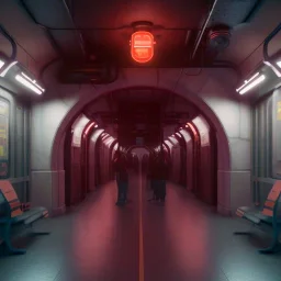 Subway metro lights in monster unreal 5, octane render, cinema4d, redshift render, hyper realistic, cenematic, vibrancy, synthwave, retouch, centered, dynamic lighting, dramatic lighting, 4k, highly detailed, attractive beautiful, realistic, virtual reality, epic composition, holographic,