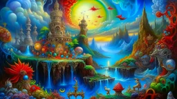 Oil painting, majestic, festive, divine, fantasy world, beautiful composition, exquisite detail