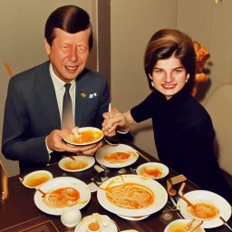 Me enjoying ramen with a happy Jacqueline Kennedy in Tokyo