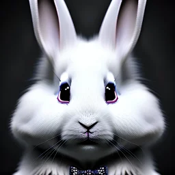  Detailed portrait white rabbit from Alice in Wonderland. Perfect face, detailed face, delicate face, detailed clear eyes, detailed fur.