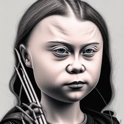 portrait of Greta Thunberg grumpy