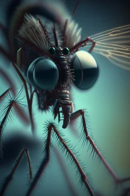 mosquito in microscope, high detail, 8k, cinematic, depth of field, art