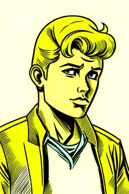 blonde jock teen, retro comic style, simple background