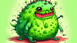 This monster loves watermelons. They have thin skin that is emerald colored and they're always wearing beat up shoes.