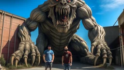 شخص واقف امام وحش مخيف للسفر عبر الزمن