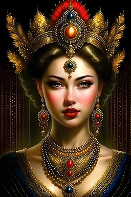 The most beautiful woman with lure and amber eyes a queen with royal sexy regalia