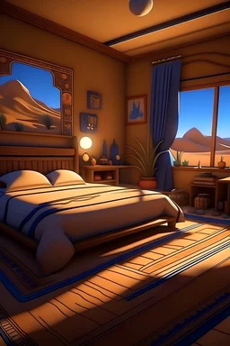 Animation fantasy Bedroom of a home located in the desert/dunes