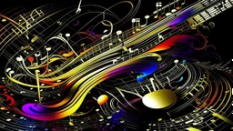 music is beauty, music of the spheres, music notation, treble clef symbol, orchestral instruments, sound waves, balanced beautiful composition, exciting, engaging, attractive detailed colour photograph