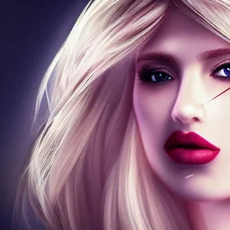 a princess with a lot of makeup, and beautiful blonde hair style, dramatic, dramatic lighting, volumetric lighting, hyperrealism, 8k, high quality, photorealistic, lot of details