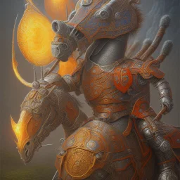 angry horse in orange and blue battle armor, Book of Kells style, a highly detailed illustration, background of Inka jungle, realistic render, 8 k, micro detail, intricate, elegant, centered, digital painting, Artstation, smooth, sharp focus, illustration, artgerm, tomasz alen kopera, peter mohrbacher, donato giancola, joseph christian leyendecker, wlop, boris vallejo