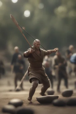 training spear throwing, bokeh like f/0.8, tilt-shift lens 8k, high detail, smooth render, down-light, unreal engine, prize winning