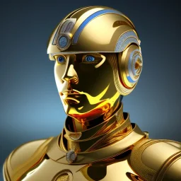 gold man, beautiful, soft, blue eyes, galactic suit, hight definition, 8k