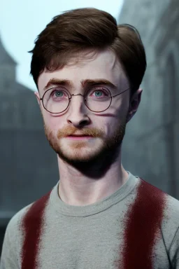 Young Daniel Radcliffe, real texture skin, wearing Harry potter, without beard, particles, fog, smoke, octane render, render, 4k, vray, 3dmax, realistic