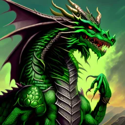 Morvorax, God of Wealth, Power, and Corruption, an ancient green dragon