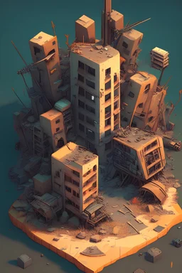 Isometric post apocalyptic city