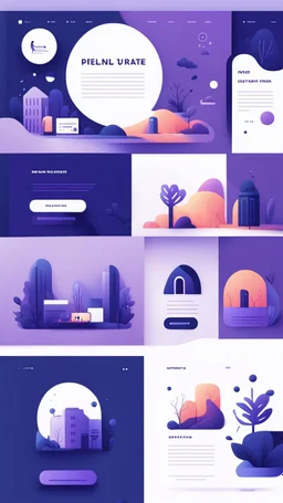 illustrations with a simple art style that show home page use dark blue-purple and RGB 00FF00 and minimal