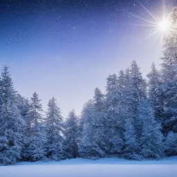 winter landscape, crystal, stars, dreamy