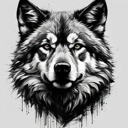 mixpnk style, scribbly scribbles pen and ink small line pencil sketch of head of a wolf, intricate details and precisely drawn in style of jeremy mann