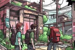 TLOU Town but as a coloured manga style