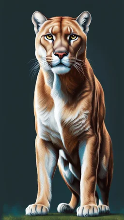 Cougar man art illustration stylized complementary colors quality ultra hyper detailed hyper realistic 12k full body