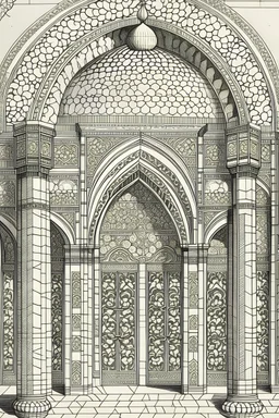 Drawing, architecture, engravings, Islamic, art, geometric shapes, decorations, mosque, floral shapes