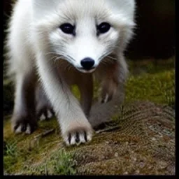 adorable baby arctic fox with deer antlers