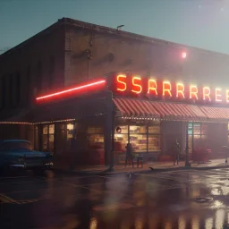 Ultra Realistic retro sci-fi afire Supermarket parking scene, 1960 year, many people running. blonde woman, sweet scarlet Johansson face, perfect iris, glow eyes, face makeup, tight latex coat; many panic people, Retro sci-fi style, soft color, highly detailed, unreal engine 5, ray tracing, RTX, lumen lighting, ultra detail, volumetric lighting, 3d, finely drawn, high definition, high resolution.