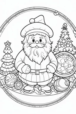 coloring page for kids, Santa GIFT CHILDERN BALL, cartoon style, thick outline, low details, no shading, no color