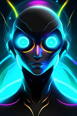 How about an image of a sleek, futuristic character with vibrant, glowing eyes standing against a backdrop of swirling cosmic energy? This could symbolize power, mystery, and technological sophistication, making it an eye-catching and memorable profile image for your Discord.