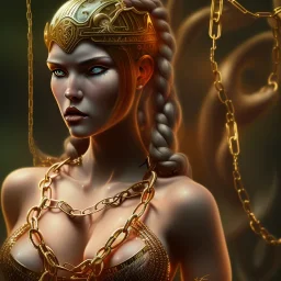 Viking, 8K, HD, portrait of woman in chains, naked