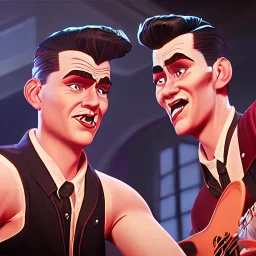 a realistic photo of a 1950s Greaser rockabilly band